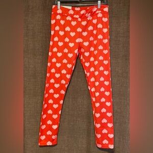 SERRA Ladies Fleece Lined Leggings Hearts Size (Large) NWT